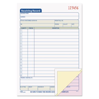 Receiving Record Book, Three-Part Carbonless, 5.56 x 7.94, 50 Forms1