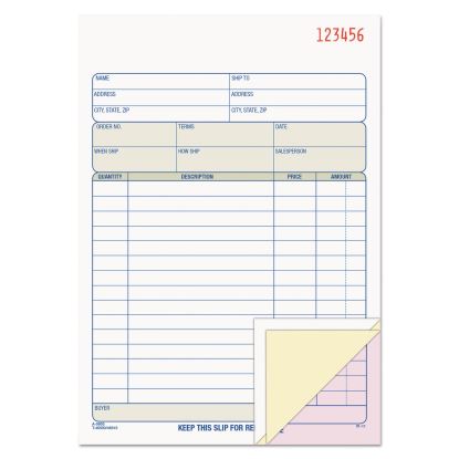 Sales Order Book, Three-Part Carbonless, 5.56 x 7.94, 1/Page, 50 Forms1
