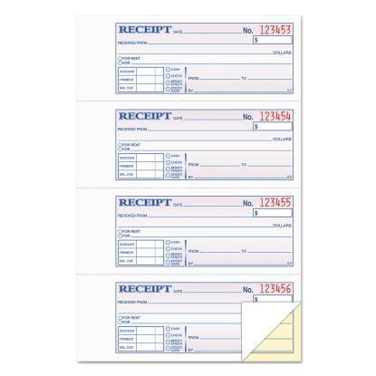 Money and Rent Receipt Books, Two-Part Carbonless, 2.75 x 7.13, 4/Page, 400 Forms1