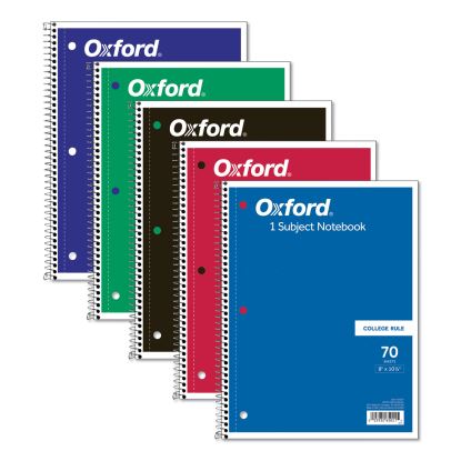 Coil-Lock Wirebound Notebooks, 3-Hole Punched, 1 Subject, Medium/College Rule, Randomly Assorted Covers, 10.5 x 8, 70 Sheets1