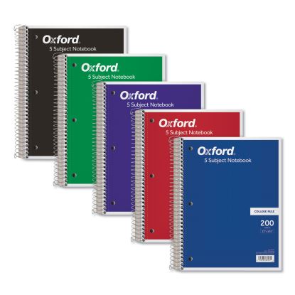 Coil-Lock Wirebound Notebooks, 3-Hole Punched, 5 Subject, Medium/College Rule, Randomly Assorted Covers, 11 x 8.5, 200 Sheets1