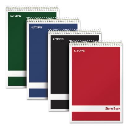 Steno Pad, Gregg Rule, Assorted Cover Colors, 80 Green-Tint 6 x 9 Sheets, 4/Pack1