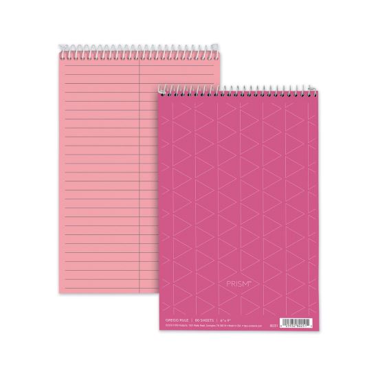 Prism Steno Pads, Gregg Rule, Pink Cover, 80 Pink 6 x 9 Sheets, 4/Pack1