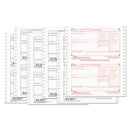 W-2 Tax Forms, Six-Part Carbonless, 8.5 x 5.5, 2/Page, (600) W-2s and (10) W-3s1