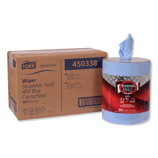 Advanced ShopMax Wiper 450, Centerfeed Refill, 9.9 x 13.1, Blue, 200/Roll, 2 Rolls/Carton1