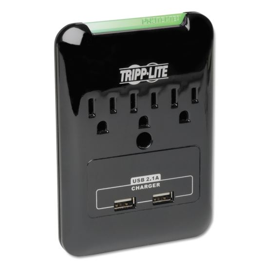 Protect It! Surge Protector, 3 Outlets/2 USB, Direct Plug-In, 540 J, Black1