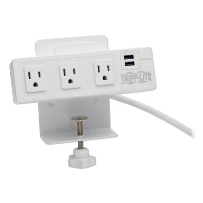 Three-Outlet Surge Protector with Two USB Ports, 10 ft Cord, 510 Joules, White1