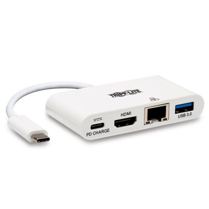 4K Dock with Charging and Ethernet, USB C/4K HDMI/USB A/PD Charging, White1