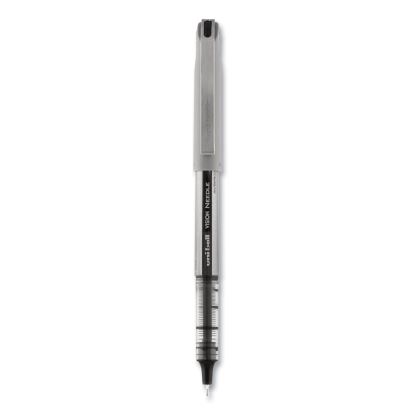 VISION Needle Roller Ball Pen, Stick, Fine 0.7 mm, Black Ink, Silver Barrel, Dozen1