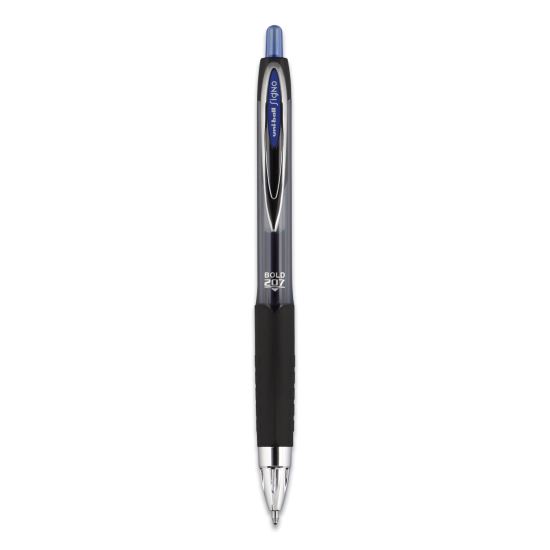 Signo 207 Gel Pen, Retractable, Bold 1 mm, Blue Ink, Black/Blue Barrel, Dozen1