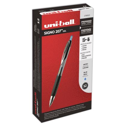 207 Signo Gel Ultra Micro Gel Pen, Retractable, Extra-Fine 0.38 mm, Blue Ink, Smoke Barrel1