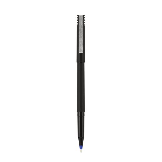 Roller Ball Pen, Stick, Micro 0.5 mm, Black Ink, Black Matte Barrel, 36/Pack1