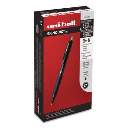 307 Gel Pen, Retractable, Medium 0.7 mm, Black Ink, Black Barrel, Dozen1