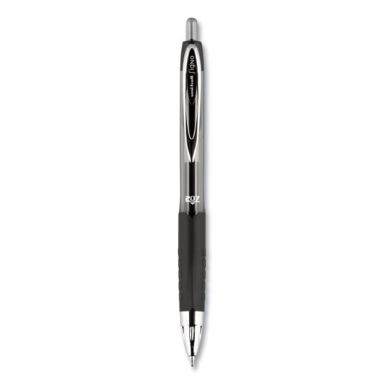 Signo 207 Gel Pen, Retractable, Medium 0.7 mm, Black Ink, Smoke/Black Barrel, Dozen1