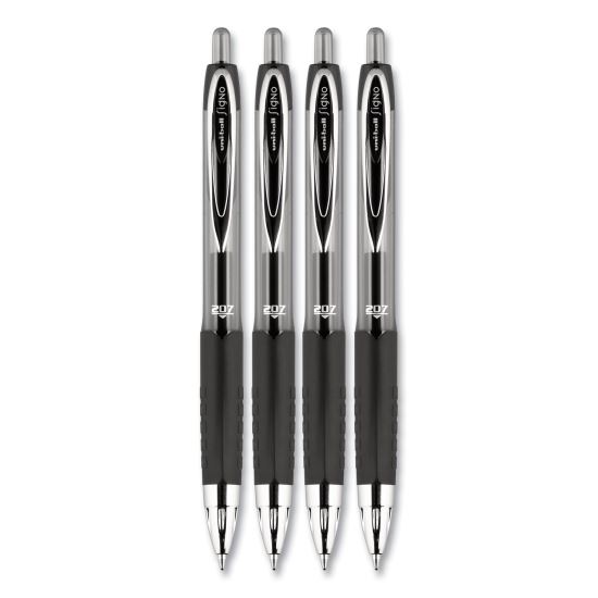 Signo 207 Gel Pen, Retractable, Medium 0.7 mm, Black Ink, Translucent Black Barrel, 4/Pack1