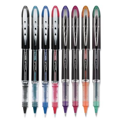 VISION ELITE Roller Ball Pen, Stick, Micro 0.5 mm, Assorted Ink Colors, Black Barrel1