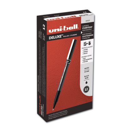 Deluxe Roller Ball Pen, Stick, Micro 0.5 mm, Black Ink, Metallic Gray Barrel, Dozen1