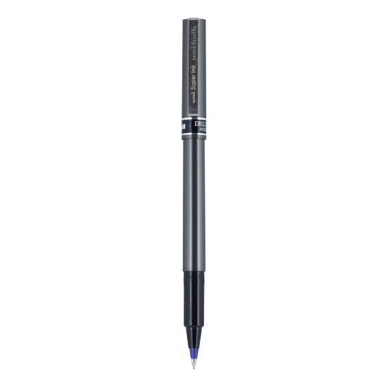 Deluxe Roller Ball Pen, Stick, Micro 0.5 mm, Blue Ink, Metallic Gray Barrel, Dozen1