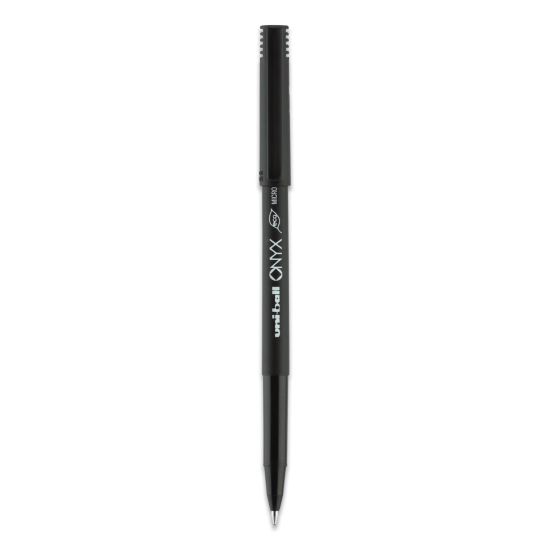 ONYX Roller Ball Pen, Stick, Micro 0.5 mm, Black Ink, Black Matte Barrel, Dozen1