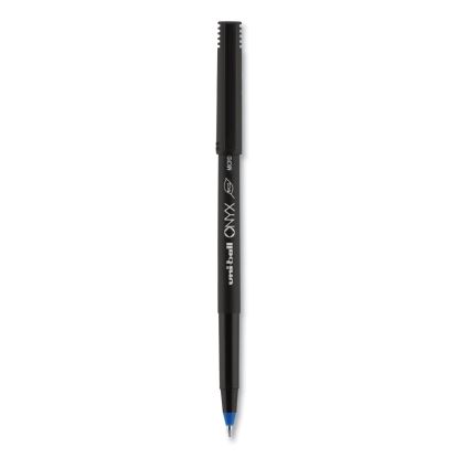 ONYX Roller Ball Pen, Stick, Micro 0.5 mm, Blue Ink, Black Matte Barrel, Dozen1