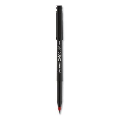 ONYX Roller Ball Pen, Stick, Micro 0.5 mm, Red Ink, Black Matte Barrel, Dozen1