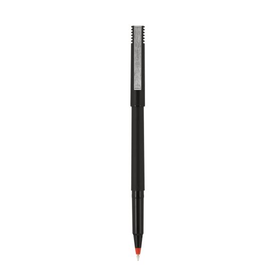 Roller Ball Pen, Stick, Fine 0.7 mm, Red Ink, Black Matte Barrel, Dozen1