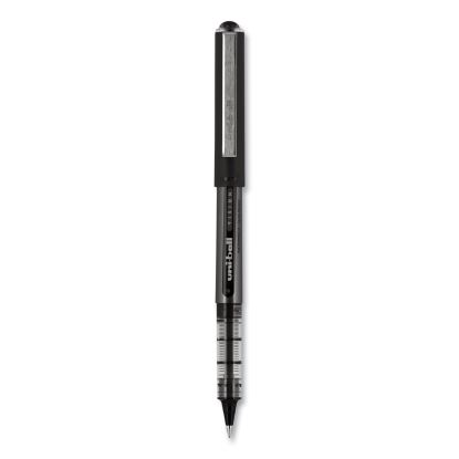 VISION Roller Ball Pen, Stick, Micro 0.5 mm, Black Ink, Black/Gray Barrel, Dozen1