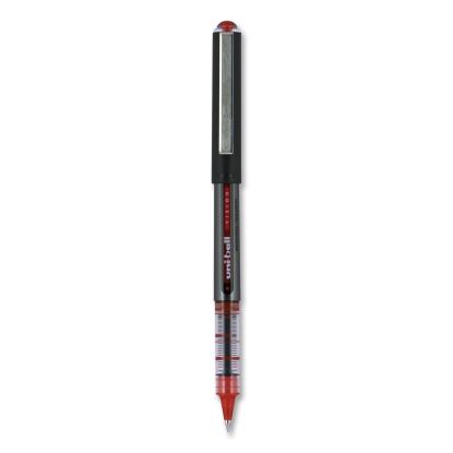 VISION Roller Ball Pen, Stick, Micro 0.5 mm, Red Ink, Gray/Red Barrel, Dozen1