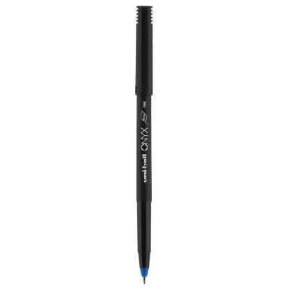 ONYX Roller Ball Pen, Stick, Fine 0.7 mm, Blue Ink, Black Matte Barrel, Dozen1