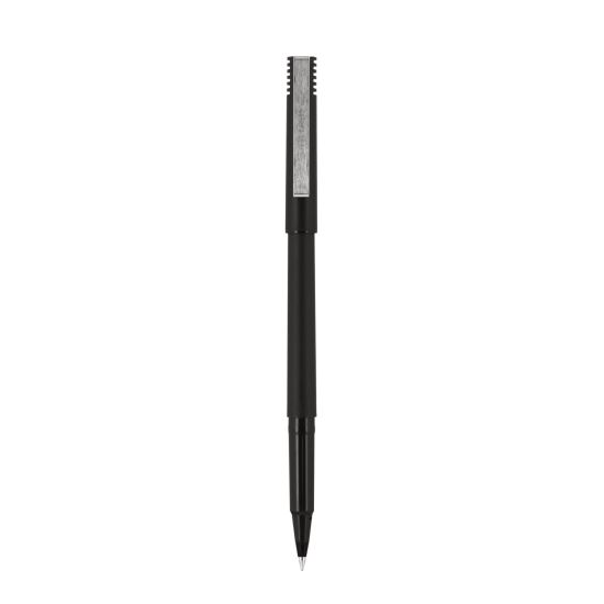 Roller Ball Pen, Stick, Micro 0.5 mm, Black Ink, Black Matte Barrel, Dozen1