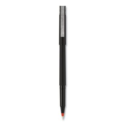 Roller Ball Pen, Stick, Micro 0.5 mm, Red Ink, Black Matte Barrel, Dozen1