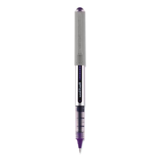 VISION Roller Ball Pen, Stick, Fine 0.7 mm, Majestic Purple Ink, Gray Barrel, Dozen1