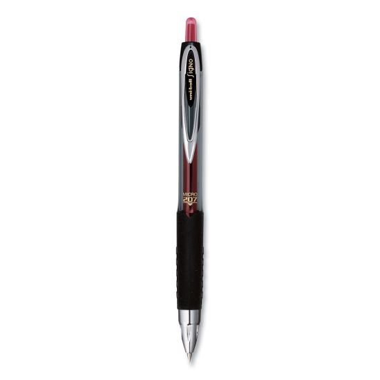 Signo 207 Gel Pen, Retractable, Micro 0.5 mm, Red Ink, Smoke/Black/Red Barrel, Dozen1