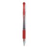 Signo GRIP Gel Pen, Stick, Medium 0.7 mm, Red Ink, Silver/Red Barrel, Dozen1