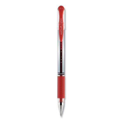 Signo GRIP Gel Pen, Stick, Medium 0.7 mm, Red Ink, Silver/Red Barrel, Dozen1