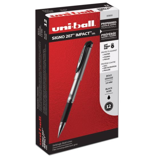 207 Impact Gel Pen, Stick, Bold 1 mm, Black Ink, Silver/Black Barrel1