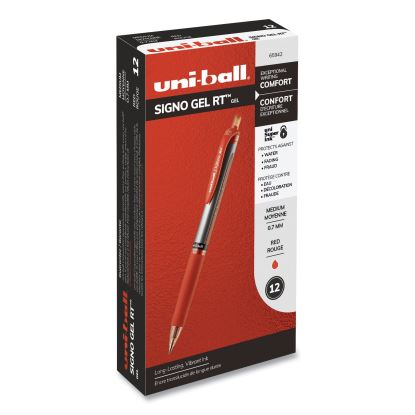 Signo Gel Pen, Retractable, Medium 0.7 mm, Red Ink, Red/Metallic Accents Barrel, Dozen1