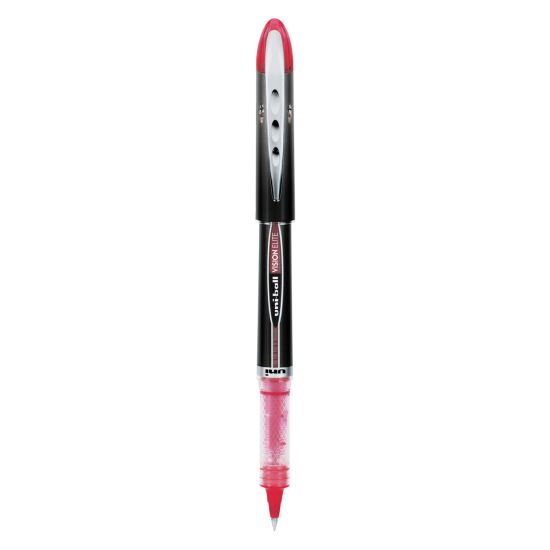 VISION ELITE Roller Ball Pen, Stick, Extra-Fine 0.5 mm, Red Ink, Black/Red Barrel1