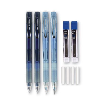 Chroma Mechanical Pencil woth Leasd and Eraser Refills, 0.7 mm, HB (#2), Black Lead, Assorted Barrel Colors, 4/Set1
