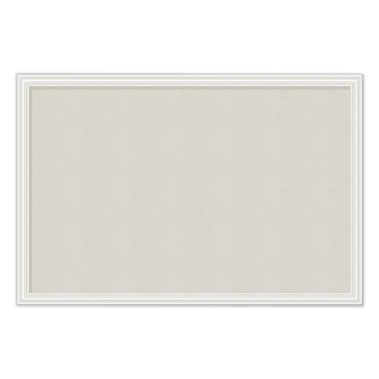 Linen Bulletin Board with Decor Frame, 30 x 20, Natural Surface/White Frame1