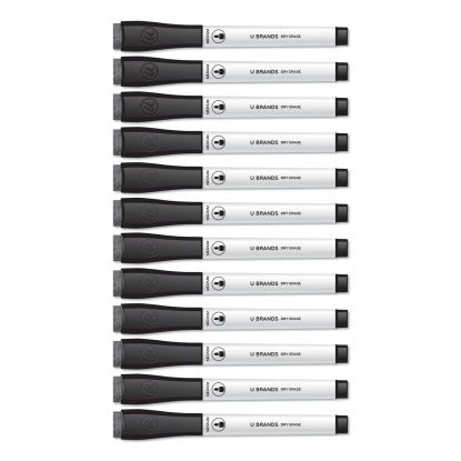 Medium Point Low-Odor Dry-Erase Markers with Erasers, Medium Bullet Tip, Black, Dozen1