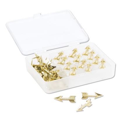 Fashion Push Pins, Steel, Gold, 3/8", 36/Pack1