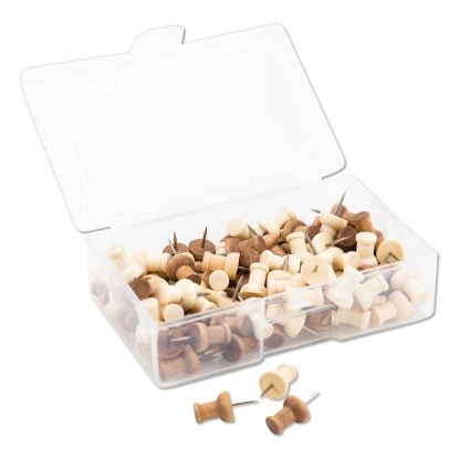 Fashion Push Pins, Wood, Assorted, 0.38", 100/Pack1