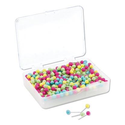 Map Push Pins, Plastic, Assorted, 1/2", 300/Pack1