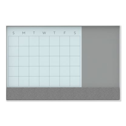 3N1 Magnetic Glass Dry Erase Combo Board, 24 x 18, Month View, White Surface and Frame1