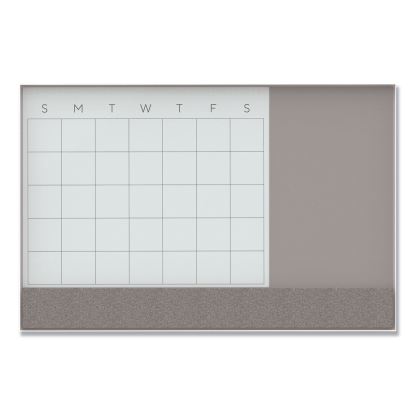 3N1 Magnetic Glass Dry Erase Combo Board, 48 x 36, Month View, White Surface and Frame1