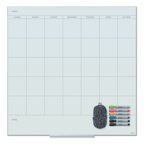 Floating Glass Dry Erase Undated One Month Calendar, 36 x 36, White1