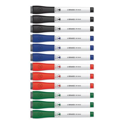 Medium Point Low-Odor Dry-Erase Markers with Erasers, Medium Bullet Tip, Assorted Colors, 12/Pack1