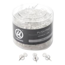 Standard Push Pins, Plastic, Clear, 0.44", 200/Pack1