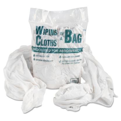 Bag-A-Rags Reusable Wiping Cloths, Cotton, White, 1 lb Pack1